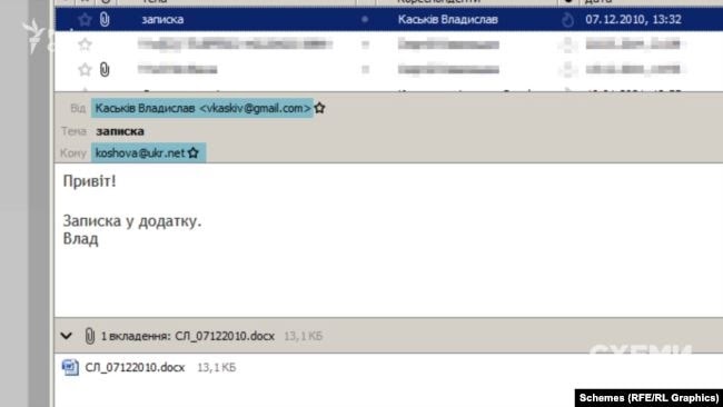 Інше листування того періоду підтверджує: Каськів регулярно звітував Сергієві Льовочкіну, який тоді очолював Адміністрацію президента Януковича